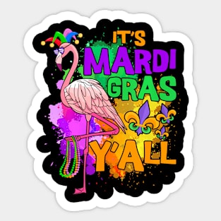 Party Flamingo Mardi Gras Sticker